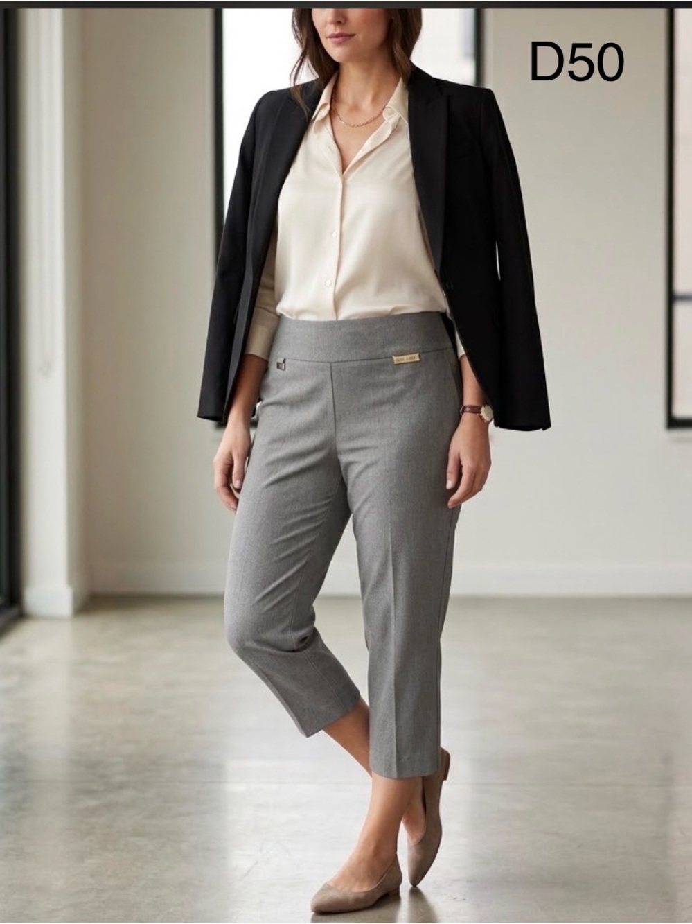 Alfani Gray Cropped Dress Pants, Size 16